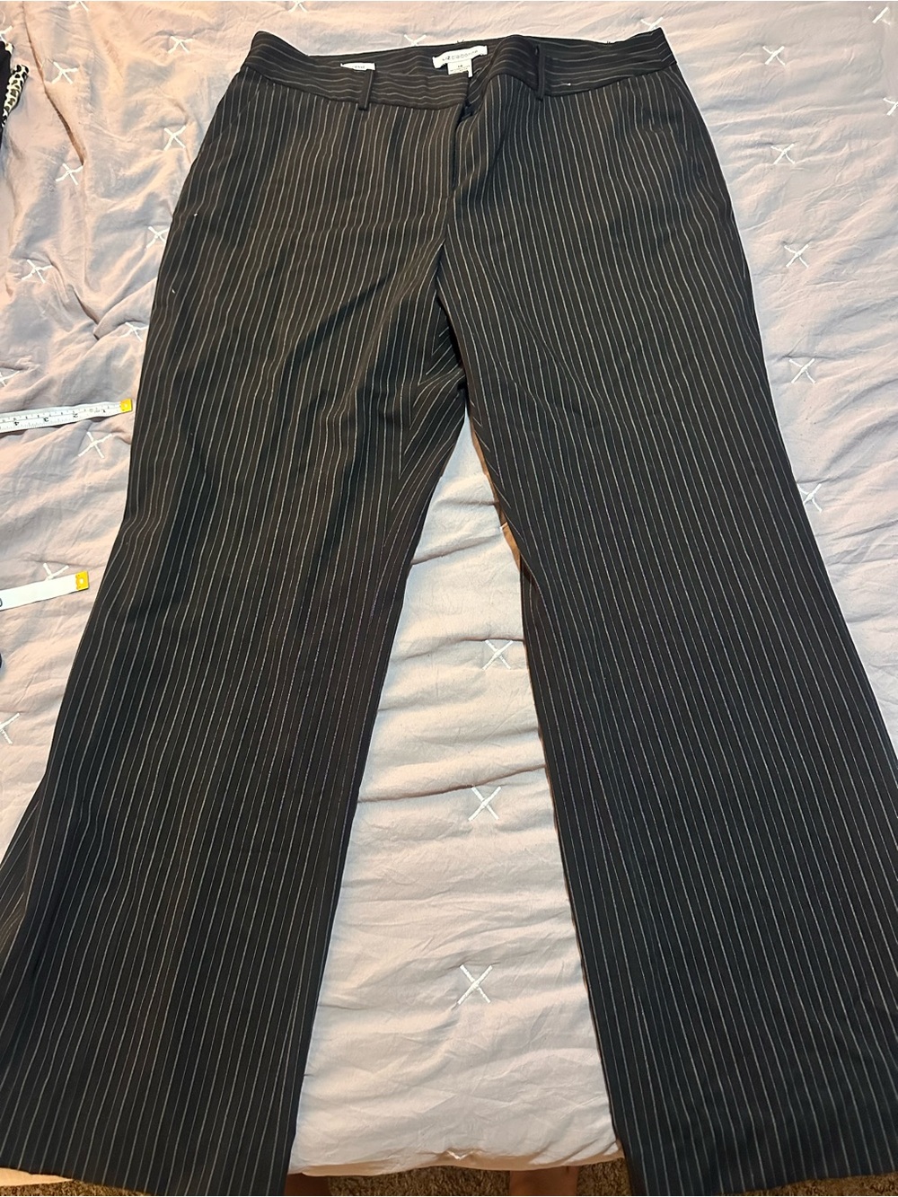 Liz Claiborne Black Pinstripe Wide-Leg Trousers
